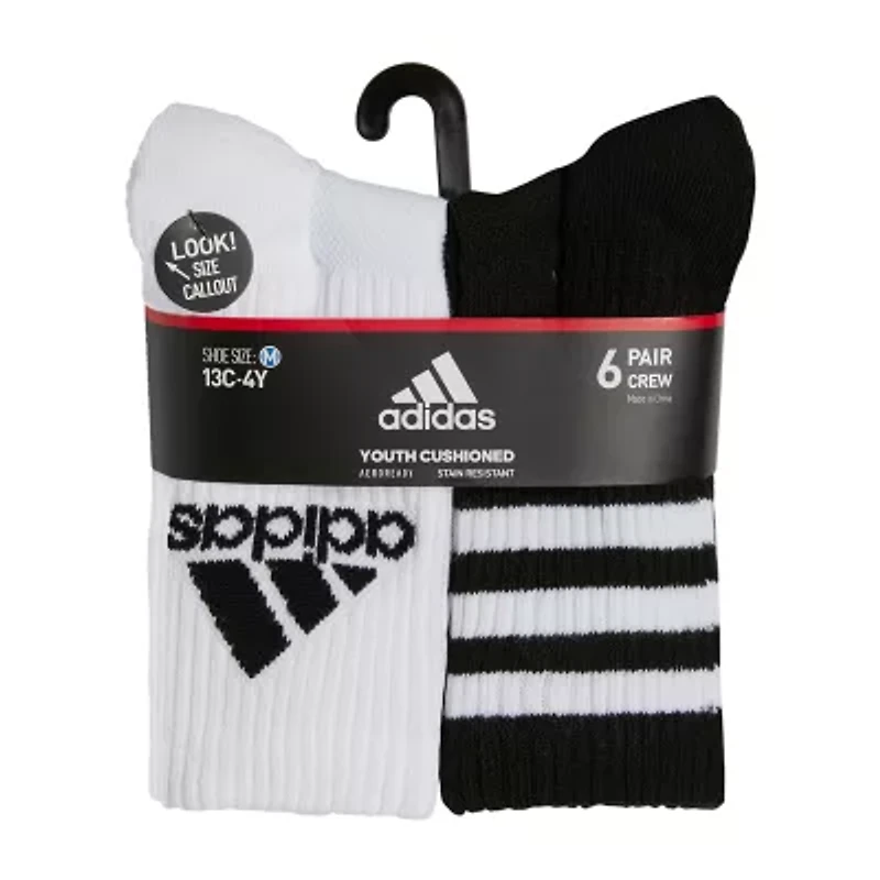 adidas Big Kid Boys 6 Pair Crew Socks