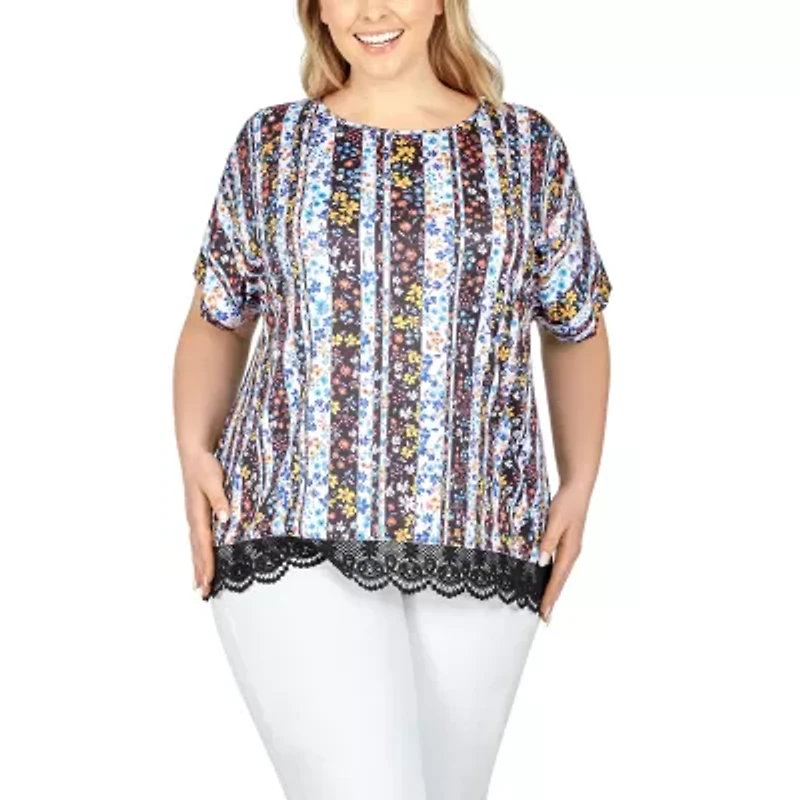 Larky Lark Womens Scoop Neck Short Sleeve Plus T-Shirt