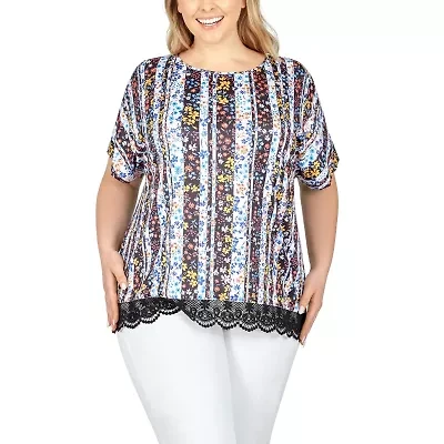 Larky Lark Womens Scoop Neck Short Sleeve Plus T-Shirt