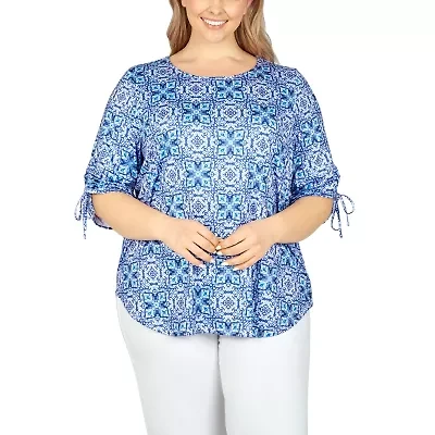 Larky Lark Womens Scoop Neck Elbow Sleeve Plus T-Shirt
