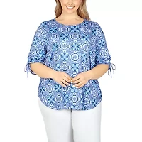 Larky Lark Womens Scoop Neck Elbow Sleeve Plus T-Shirt