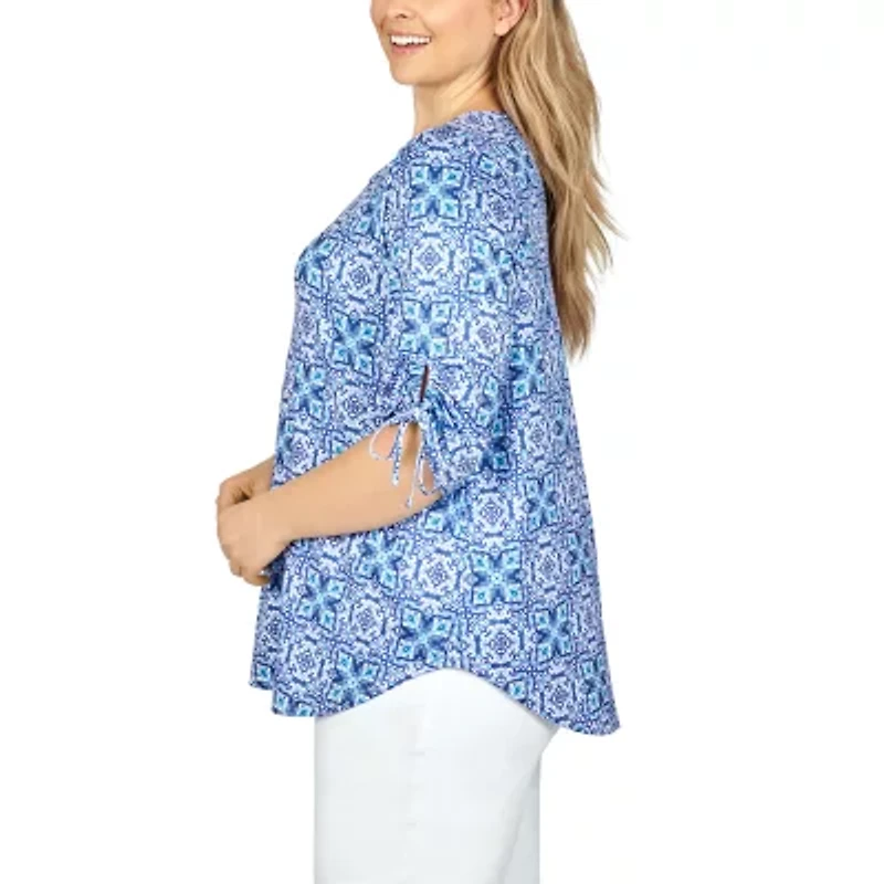 Larky Lark Womens Scoop Neck Elbow Sleeve Plus T-Shirt