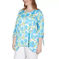 Larky Lark Womens Plus Crew Neck 3/4 Sleeve T-Shirt