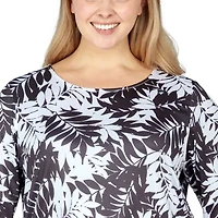 Larky Lark Womens Round Neck 3/4 Sleeve Plus T-Shirt