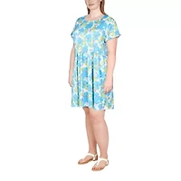 Larky Lark Womens Plus Short Sleeve Floral Shift Dress