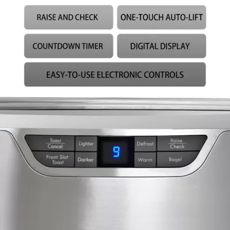 Kenmore Elite 4-Slice Auto-Lift Long Slot Toaster, Stainless Steel