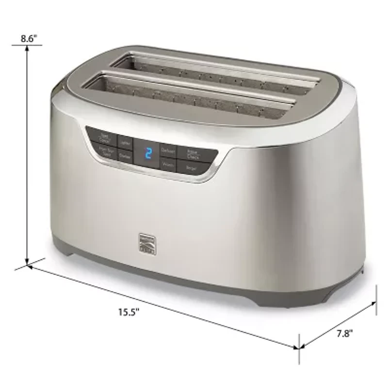 Kenmore Elite 4-Slice Auto-Lift Long Slot Toaster, Stainless Steel