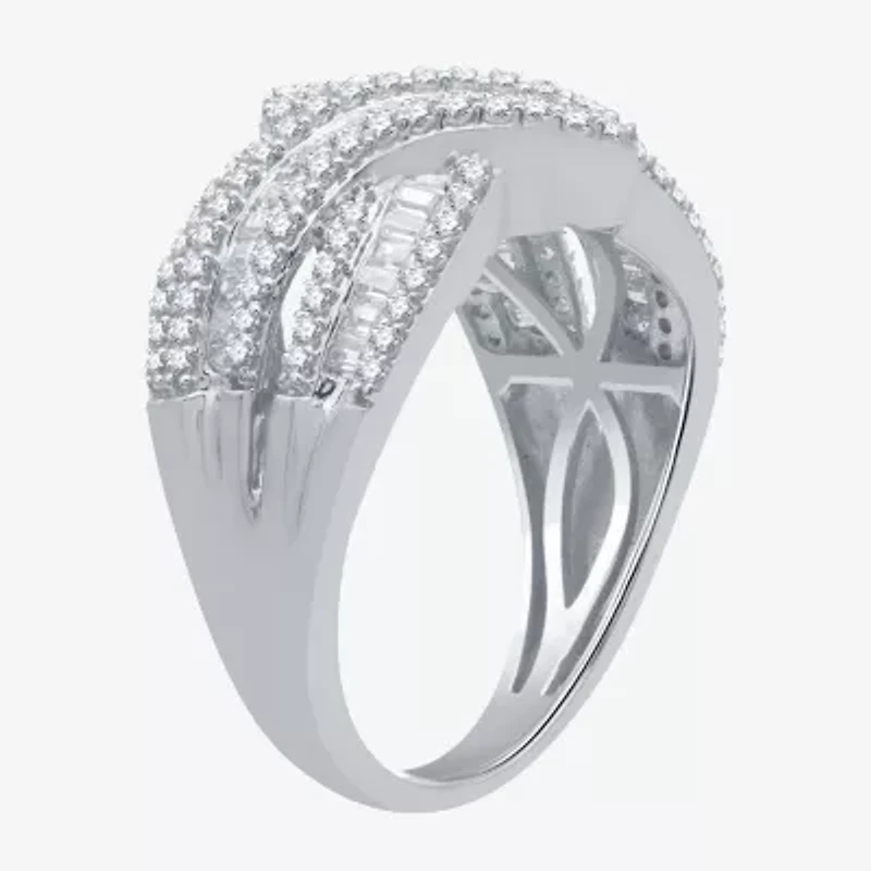 (H-I / I1) Womens 1 CT. T.W. Lab Grown Diamond 10K White Gold Bypass  Band