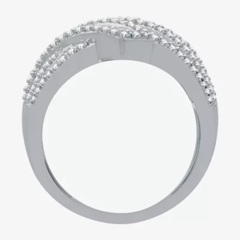 (H-I / I1) Womens 1 CT. T.W. Lab Grown Diamond 10K White Gold Bypass  Band