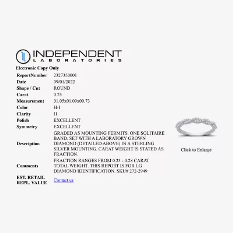 I Said Yes (H-I / I1) 1/4 CT. T.W. Lab Grown White Diamond Sterling Silver or 14K Gold Over Wedding Band