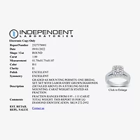 I Said Yes (H-I / I1) Womens 1 CT. T.W. Lab Grown White Diamond Sterling Silver or 14K Gold Over Cushion Side Stone Halo Bridal Set