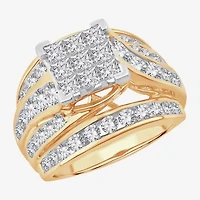 3 CT.T.W. Natural Diamond Side Stone Engagement Ring 10K or 14K Gold