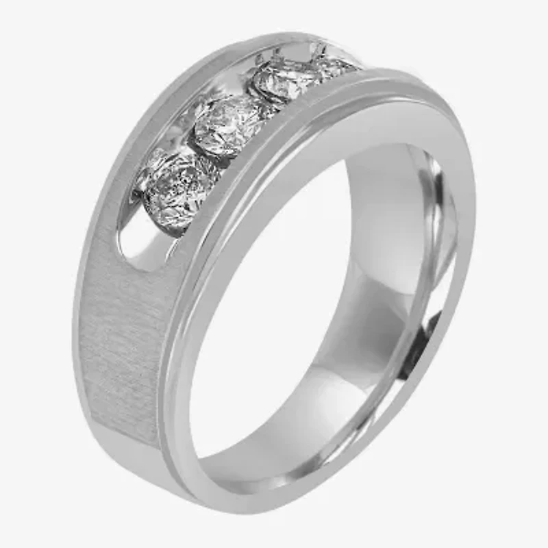 Mens 8MM 1 1/2 CT. T.W. Natural Diamond 10K Gold Wedding Band