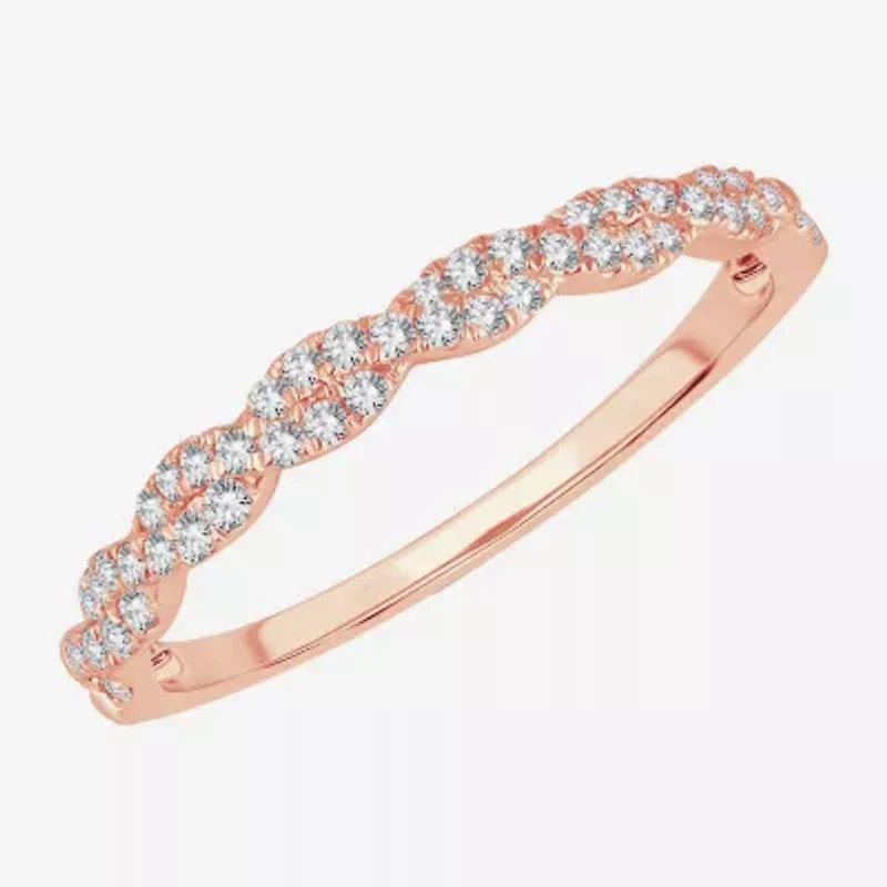 Signature By Modern Bride Womens 1/5 CT. Natural White Diamond 10K Rose Gold Wedding Band