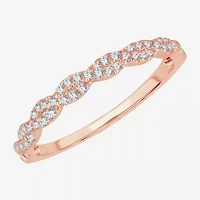 Signature By Modern Bride Womens 1/5 CT. Natural White Diamond 10K Rose Gold Wedding Band