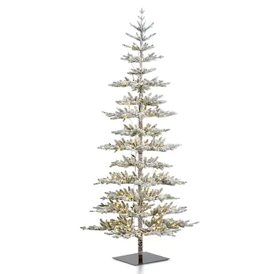Glitzhome 9 Ft Pre-Lit Flocked Pine Christmas Tree