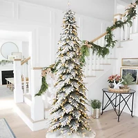 Glitzhome 11 Ft Pre-Lit Pencil Spruce Christmas Tree
