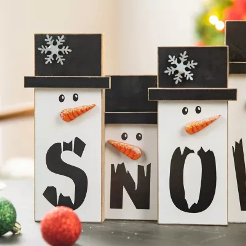Glitzhome Wooden Snowman Family Christmas Tabletop Decor
