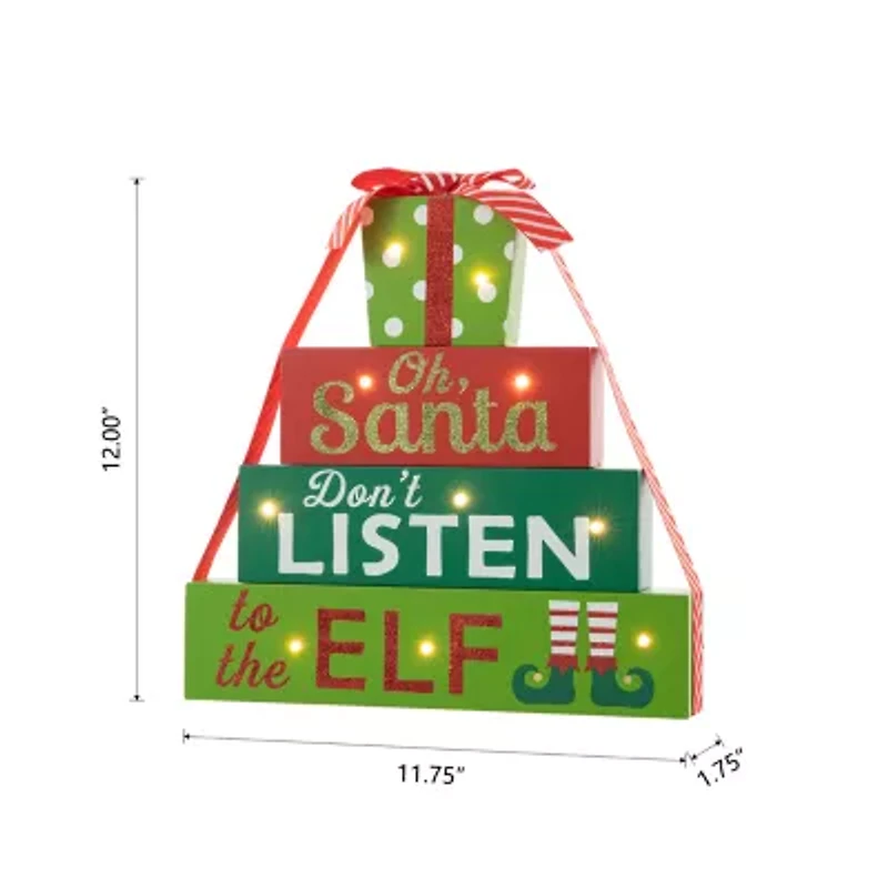 Glitzhome Lighted Wooden Gift Christmas Tabletop Decor