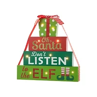 Glitzhome Lighted Wooden Gift Christmas Tabletop Decor