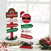 Glitzhome 2-pc Signpost Wooden Christmas Tabletop Decor