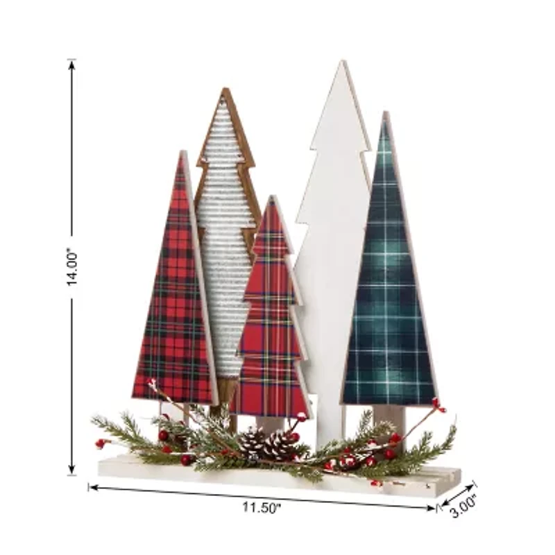 Glitzhome 1.1ft Wooden Decor Christmas Tabletop Tree