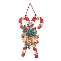 Glitzhome Wooden Christmas Candy Cane Decor Wall Sign