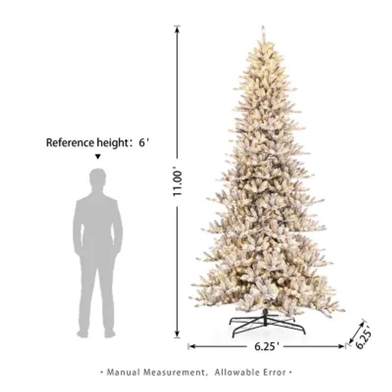 Glitzhome 11 Ft Flocked Slim Fir Christmas Tree