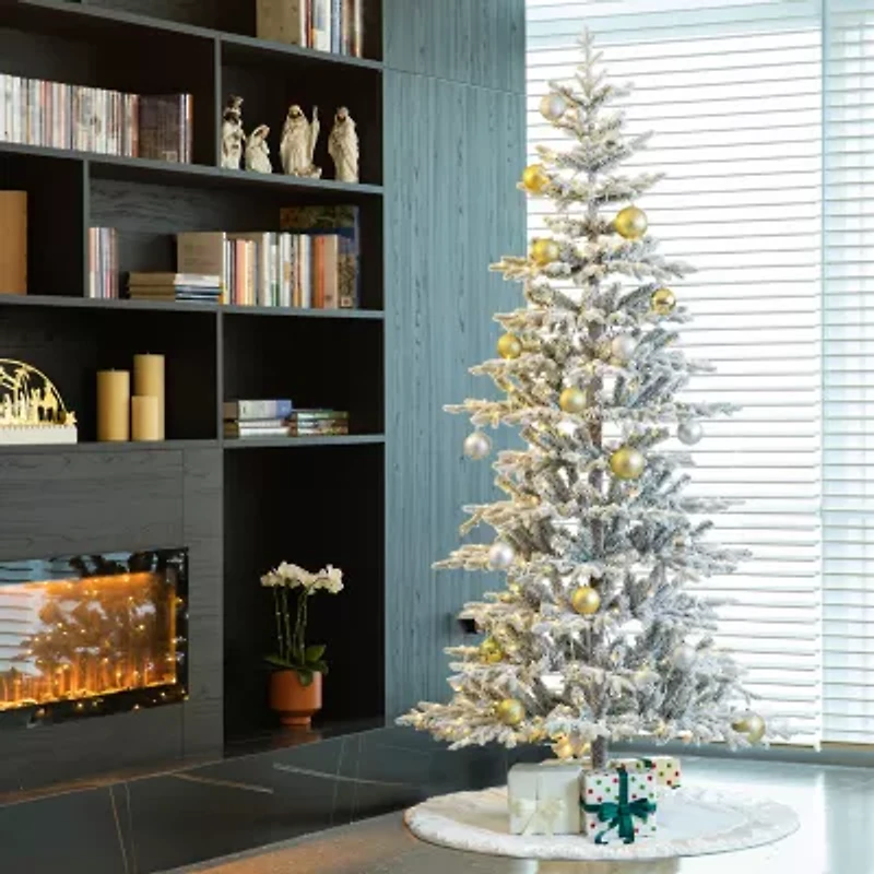 Glitzhome 8 Ft Pre-Lit Fir Artificial Christmas Tree