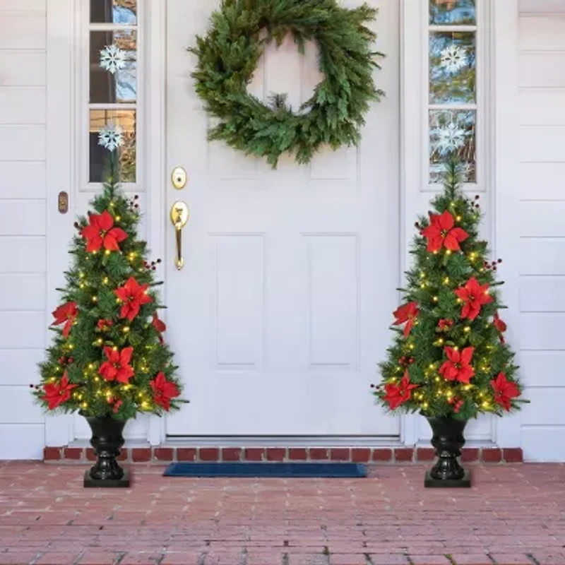 Glitzhome Ft 2pc Pre-Lit Porch Pine Christmas Tree