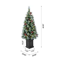 Glitzhome Pre-Lit Porch 4 Foot Pine Christmas Tree