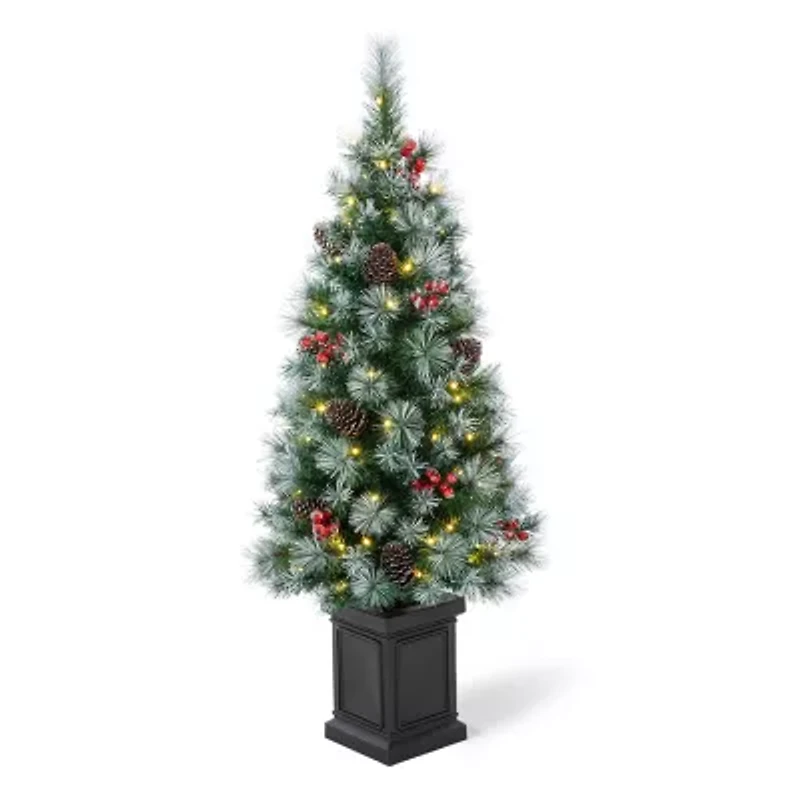Glitzhome Pre-Lit Porch 4 Foot Pine Christmas Tree