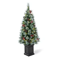 Glitzhome Pre-Lit Porch 4 Foot Pine Christmas Tree