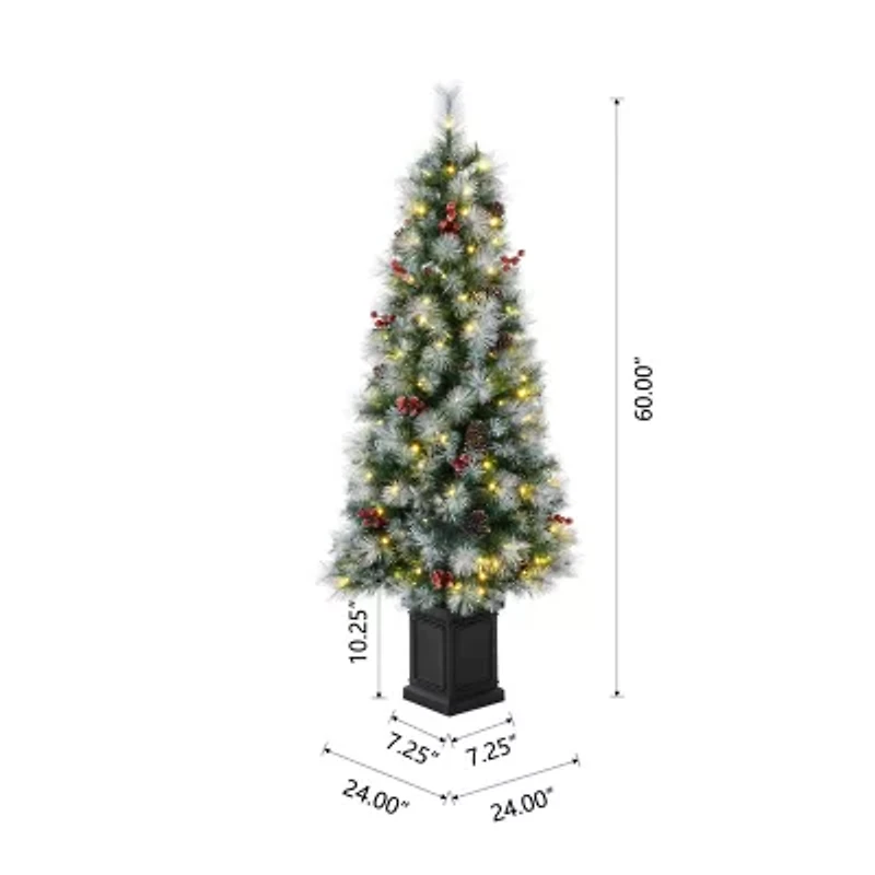 Glitzhome 5 Ft 2pc Pre-Lit Porch Pine Christmas Tree