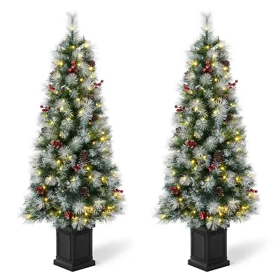 Glitzhome 5 Ft 2pc Pre-Lit Porch Pine Christmas Tree