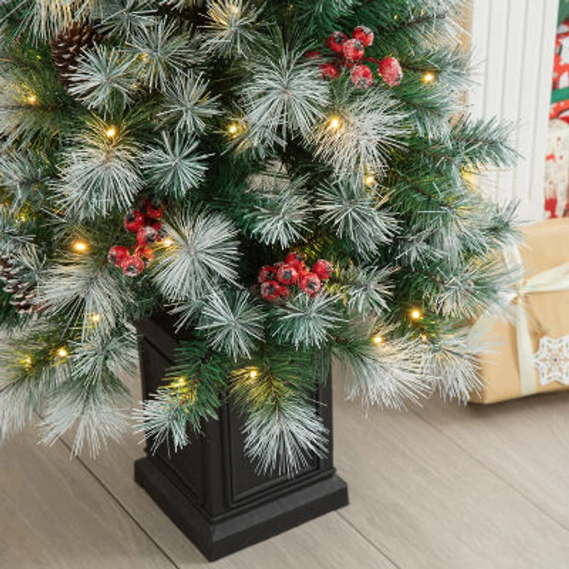 Glitzhome 5 Ft 2pc Pre-Lit Porch Pine Christmas Tree
