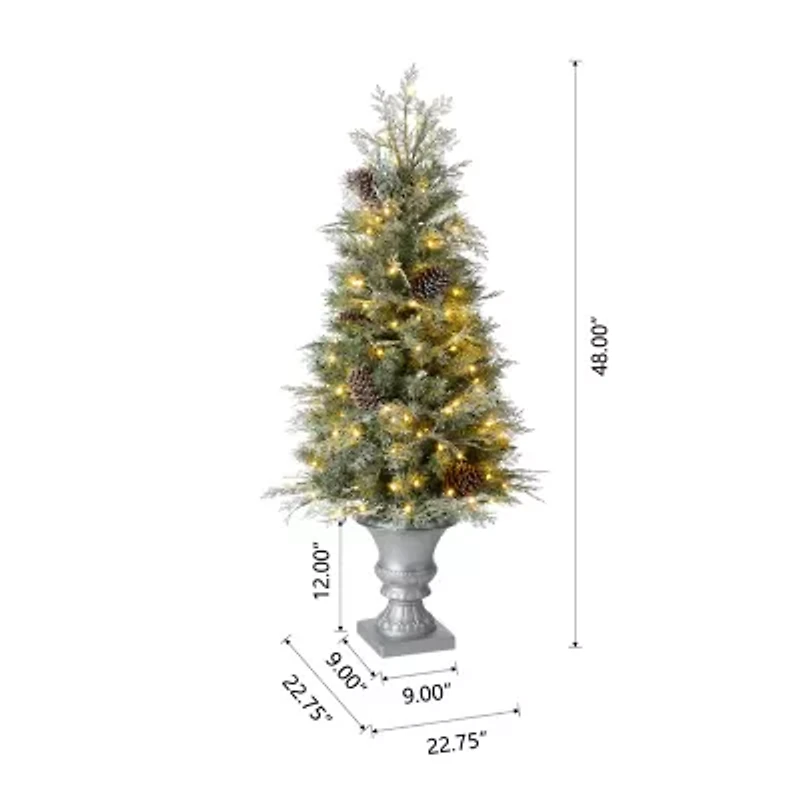 Glitzhome Pre-Lit Porch 4 Foot Pine Christmas Tree