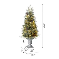 Glitzhome Pre-Lit Porch 4 Foot Pine Christmas Tree