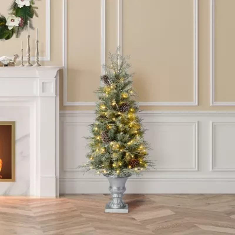 Glitzhome Pre-Lit Porch 4 Foot Pine Christmas Tree
