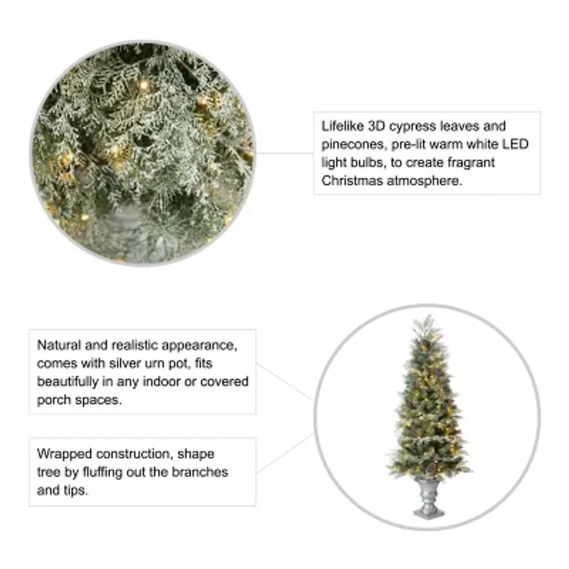 Glitzhome Pre-Lit Porch 5 Foot Pine Christmas Tree