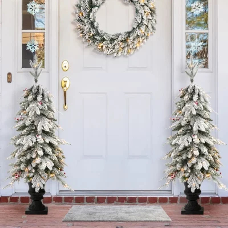 Glitzhome 4 Ft 2pc Pre-Lit Porch Fir Christmas Tree