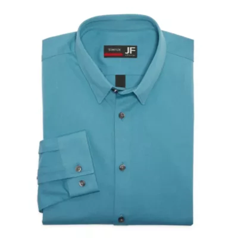 J. Ferrar Mens Slim Fit Easy Care Stretch Fabric Long Sleeve Dress Shirt