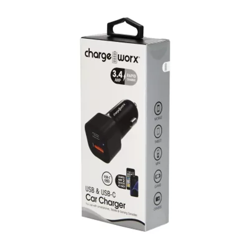 Chargeworx Dual USB/USB-C Car Charger