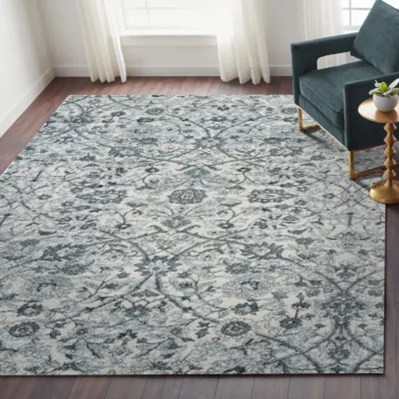 Amer Rugs Alexandria Ivey Floral Loomed Washable Indoor Round Area Rug