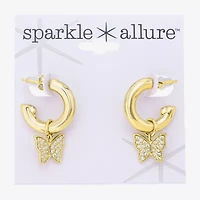 Sparkle Allure Womens Crystal 10K Gold Over Brass 17.9mm Butterfly Hoop Earrings