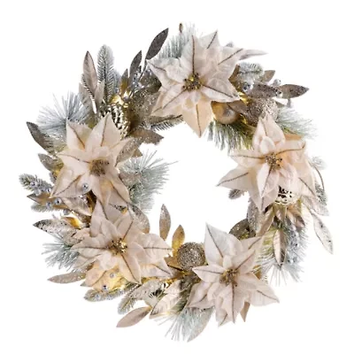 North Pole Trading Co. Gold Poinsettia Wreath