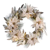 North Pole Trading Co. Gold Poinsettia Wreath