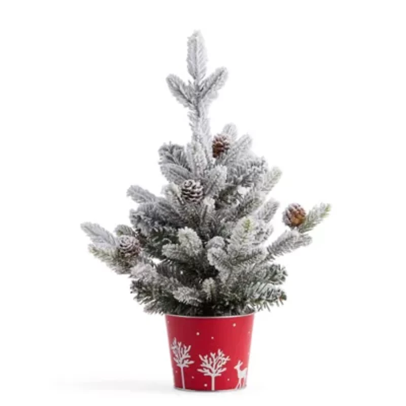 North Pole Trading Co. 16in Flocked Christmas Tabletop Tree