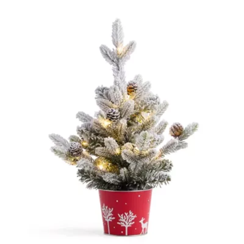 North Pole Trading Co. 16in Flocked Christmas Tabletop Tree