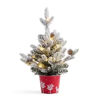 North Pole Trading Co. 16in Flocked Christmas Tabletop Tree
